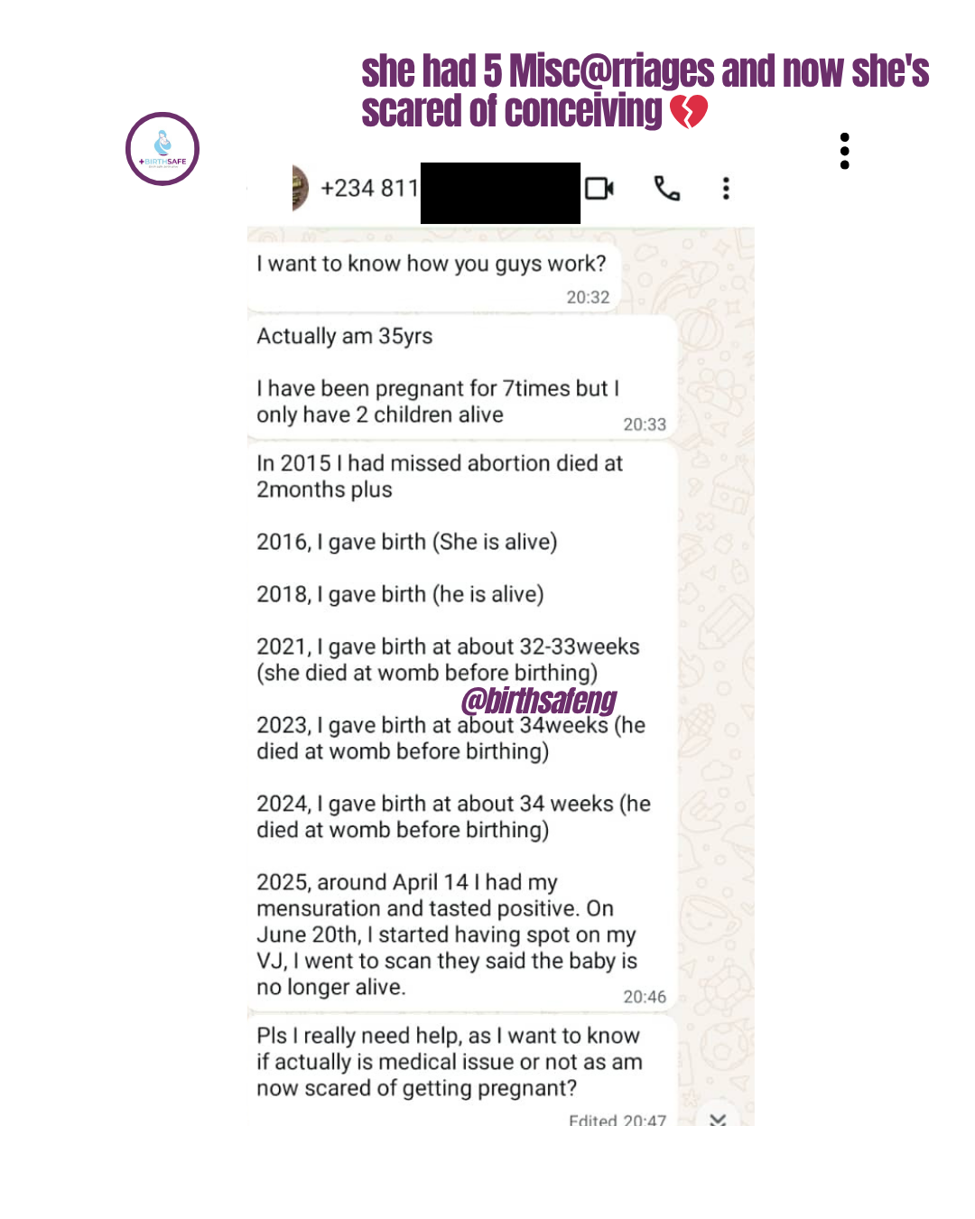 Lady scared after 5 miscarriages