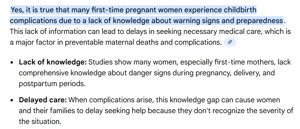 First time mothers experience child birth complications due to lack of knowledge